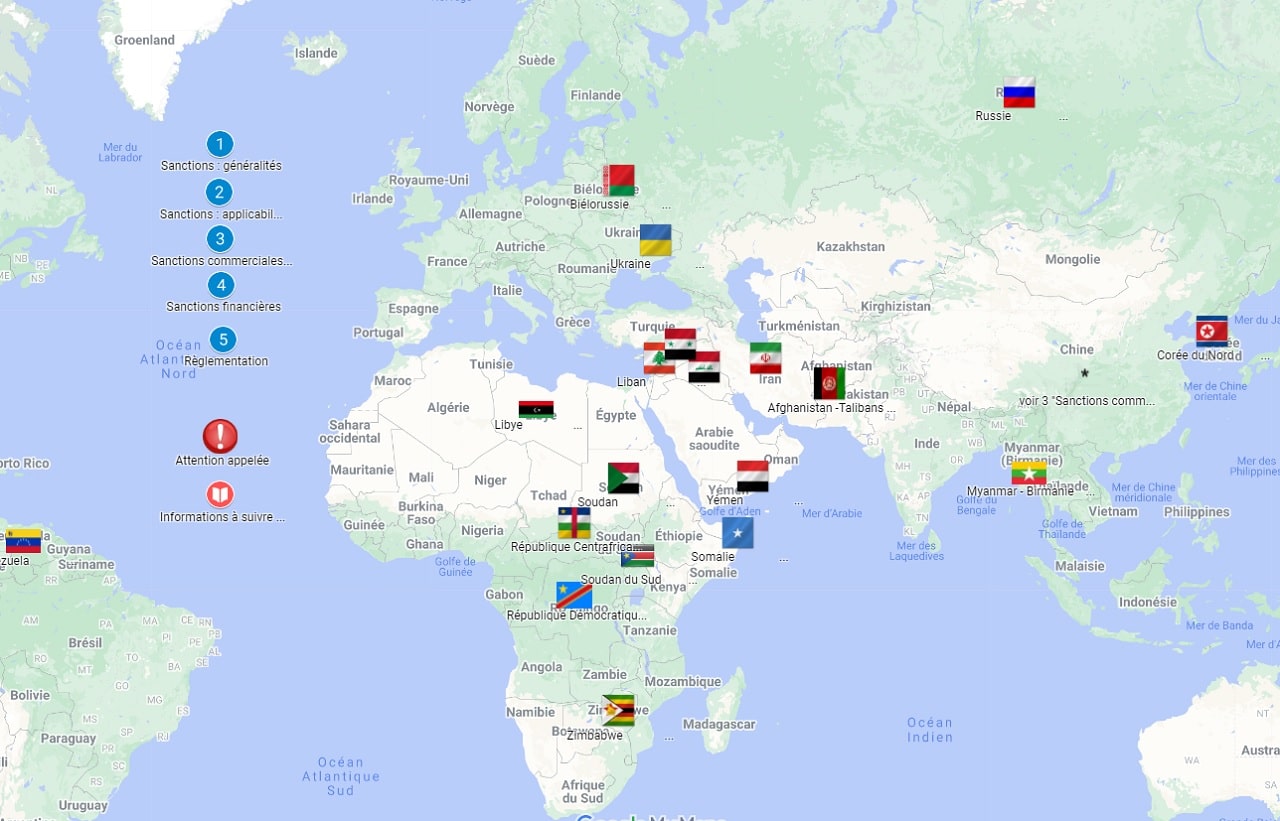Carte des pays sous embargo petrole 2023